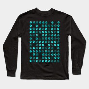 Blue Paw Prints Long Sleeve T-Shirt